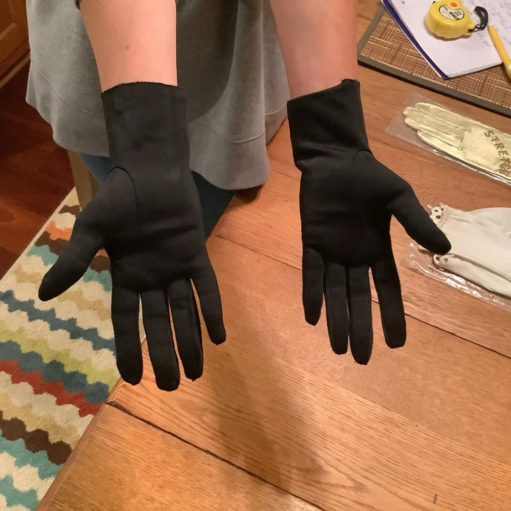 3 Pairs Vintage Gloves-Black, White & Gold